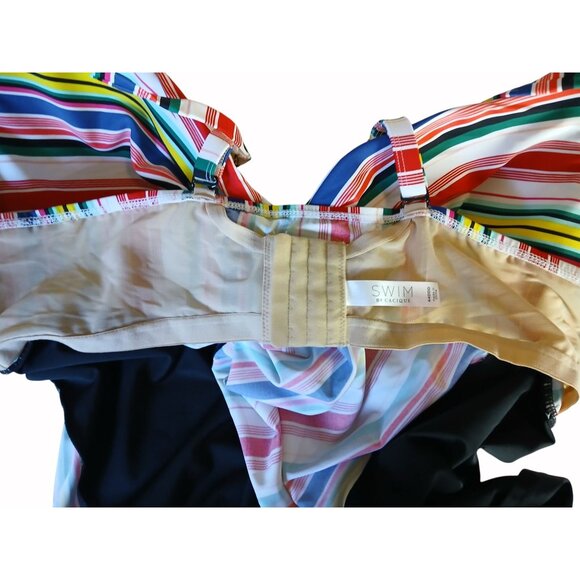 Swim Cacique Womens Tankini Swim Top Striped Multicolor Size 44DDD Padded Cups - Picture 10 of 11